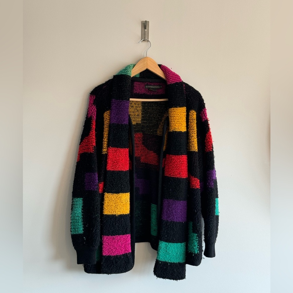 Vintage I b international wool lane multi colour chunky knit cardigan…